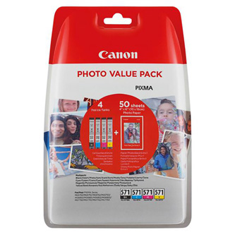 Obrazek Canon originální ink CLI-571 C/M/Y/BK photo value pack, black/color, 0386C007, C