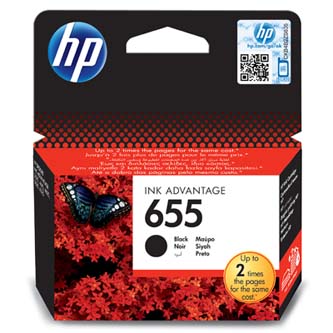 Obrazek HP 655 CZ109AE originální inkoustová kazeta, barva náplně černá, výtěžnost cartridge 550 stran
