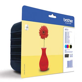 Obrazek Brother LC121 LC121VALBP originální inkoustová kazeta, barva náplně azurová/purpurová/žlutá/černá, výtěžnost cartridge 1200 stran