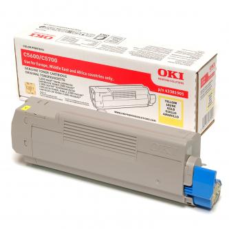 Obrazek Oki C5600 43381905 originální tonerová kazeta, barva náplně žlutá, výtěžnost cartridge 2000 stran