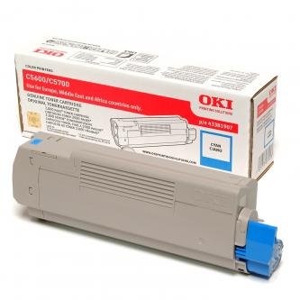 Obrazek Oki C5600 43381907 originální tonerová kazeta, barva náplně azurová, výtěžnost cartridge 2000 stran
