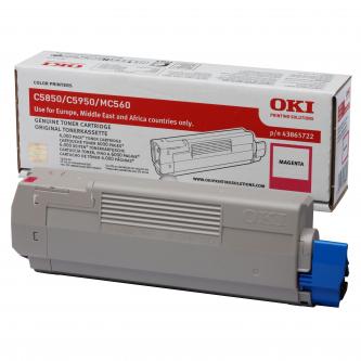 Obrazek Oki C 5850 43865722 originální tonerová kazeta, barva náplně purpurová, výtěžnost cartridge 6000 stran
