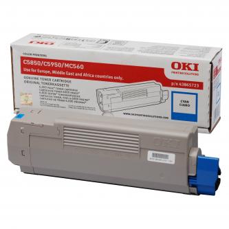 Obrazek Oki C 5850 43865723 originální tonerová kazeta, barva náplně azurová, výtěžnost cartridge 6000 stran