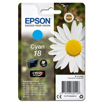 Obrazek Epson 18 C13T18024012 originální inkoustová kazeta, barva náplně azurová