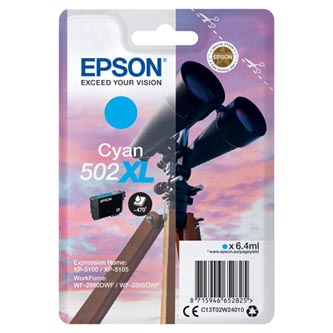 Obrazek Epson 502XL C13T02W24010 originální inkoustová kazeta, barva náplně azurová, výtěžnost cartridge 470 stran