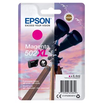 Obrazek Epson 502XL C13T02W34010 originální inkoustová kazeta, barva náplně purpurová, výtěžnost cartridge 470 stran