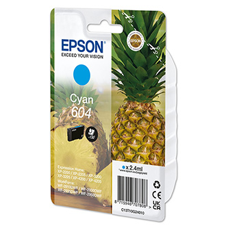 Obrazek Epson originální ink C13T10G24010, T10G240, 604, cyan, 2.4ml, Epson XP-2200, XP-
