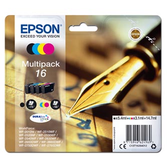 Obrazek Epson 16 C13T16264012 originální inkoustová kazeta, barva náplně azurová/purpurová/žlutá/černá
