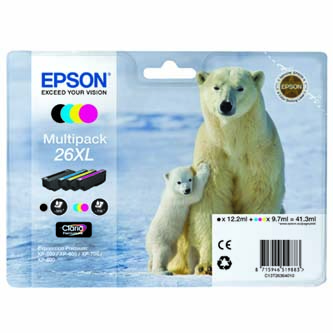 Obrazek Epson 26 XL C13T26364010 originální inkoustová kazeta, barva náplně azurová/purpurová/žlutá/černá
