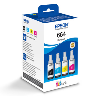 Obrazek Epson 664 C13T66464A originální inkoustová kazeta, barva náplně azurová/purpurová/žlutá/černá