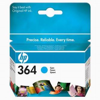 HP 364 CB318EE originální inkoustová kazeta, barva náplně azurová, výtěžnost cartridge 300 stran