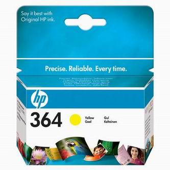 Obrazek HP 364 CB320EE originální inkoustová kazeta, barva náplně žlutá, výtěžnost cartridge 300 stran