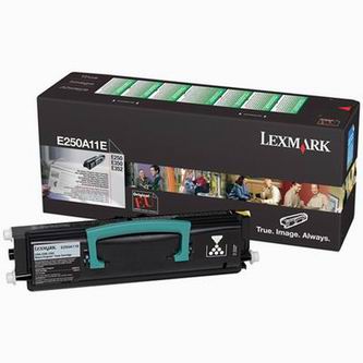 Obrazek Lexmark E250 E350 E250A11E originální tonerová kazeta, barva náplně černá, výtěžnost cartridge 3500 stran