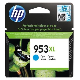 Obrazek HP 953 XL F6U16AE originální inkoustová kazeta, barva náplně azurová, výtěžnost cartridge 1600 stran