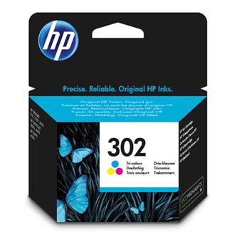 Obrazek HP 302 F6U65AE originální inkoustová kazeta blistr, barva náplně tříbarevná, výtěžnost cartridge 165 stran