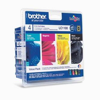 Obrazek Brother LC1100 LC1100VALBP originální inkoustová kazeta, barva náplně azurová/purpurová/žlutá/černá, výtěžnost cartridge 975 stran