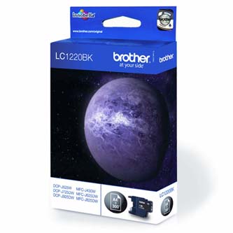 Obrazek Brother LC1220 LC1220BK originální inkoustová kazeta, barva náplně černá, výtěžnost cartridge 300 stran