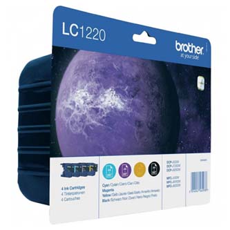Obrazek Brother LC1220 LC1220VALBP originální inkoustová kazeta, barva náplně azurová/purpurová/žlutá/černá, výtěžnost cartridge 1200 stran