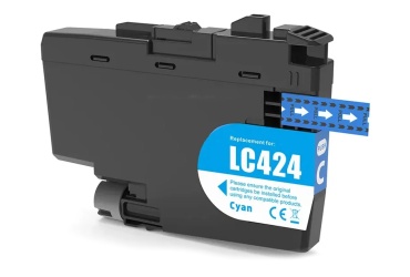 Obrazek Brother LC-424 LC424C kompatibilní inkoustová kazeta, barva náplně azurová, výtěžnost cartridge 750 stran