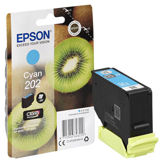 Obrazek Epson 202 C13T02F24010 originální inkoustová kazeta, barva náplně azurová, výtěžnost cartridge bar. stran