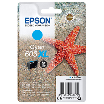 Obrazek Epson 603XL C13T03A24010 originální inkoustová kazeta, barva náplně azurová