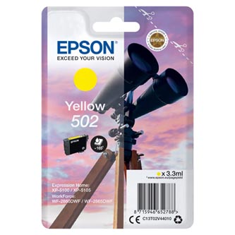 Obrazek Epson 502 C13T02V44010 originální inkoustová kazeta, barva náplně žlutá, výtěžnost cartridge 165 stran