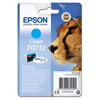 Obrazek Epson T0712 C13T07124012 originální inkoustová kazeta, barva náplně azurová, výtěžnost cartridge 375 stran