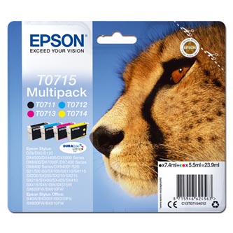 Obrazek Epson T0715 C13T07154012 originální inkoustová kazeta, barva náplně azurová/purpurová/žlutá/černá