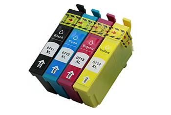 Obrazek Epson T0715 kompatibilní inkoustová kazeta, barva náplně azurová, purpurová, žlutá, černá,