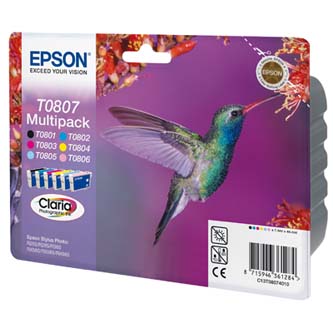 Obrazek Epson T0807 C13T08074011 originální inkoustová kazeta, barva náplně azurová/purpurová/žlutá/černá/světle azurová/světle purpurová