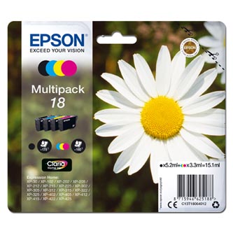 Obrazek Epson 18 C13T18064012 originální inkoustová kazeta, barva náplně azurová/purpurová/žlutá/černá