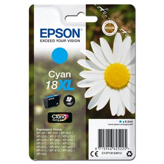Obrazek Epson 18XL C13T18124012 originální inkoustová kazeta, barva náplně azurová