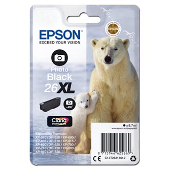 Obrazek Epson 26XL C13T26314012 originální inkoustová kazeta, barva náplně černá foto