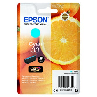 Obrazek Epson 33 C13T33424012 originální inkoustová kazeta, barva náplně azurová