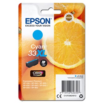 Obrazek Epson 33XL C13T33624012 originální inkoustová kazeta, barva náplně azurová