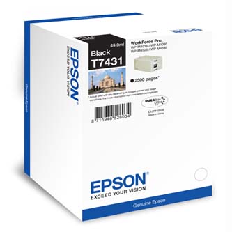 Obrazek Epson T743 C13T74314010 originální inkoustová kazeta, barva náplně černá, výtěžnost cartridge 2500 stran