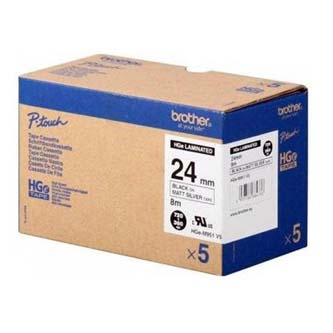 Obrazek Brother originální páska do tiskárny štítků, Brother, HGE-M951, černý tisk/stříbrný matný podklad, 8m, 24mm, 5 ks v bale