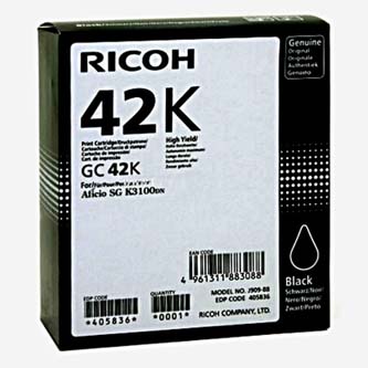 Obrazek Ricoh 405836 originální inkoustová kazeta, barva náplně černá, výtěžnost cartridge 10000 stran