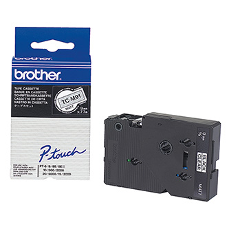 Obrazek Brother originální páska do tiskárny štítků, Brother, TC-M91, černý tisk/průsvitný podklad, laminovaná, 7.7m, 9mm