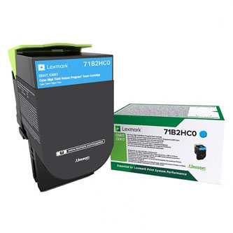 Obrazek Lexmark 71B2HC0 originální tonerová kazeta, barva náplně azurová, výtěžnost cartridge 3500 stran