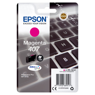 Obrazek Epson 407 C13T07U340 originální inkoustová kazeta, barva náplně purpurová, výtěžnost cartridge 1900 stran