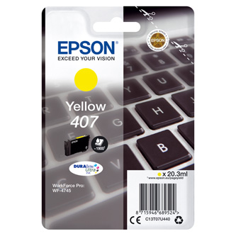 Obrazek Epson 407 C13T07U440 originální inkoustová kazeta, barva náplně žlutá, výtěžnost cartridge 1900 stran