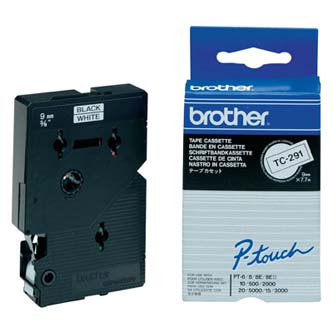 Obrazek Brother originální páska do tiskárny štítků, Brother, TC-291, černý tisk/bílý podklad, laminovaná, 7.7m, 9mm