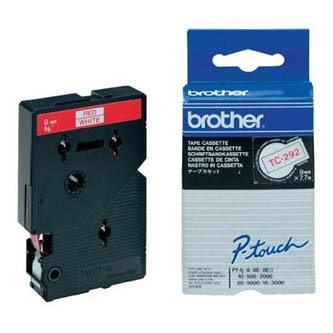 Obrazek Brother originální páska do tiskárny štítků, Brother, TC-292, červený tisk/bílý podklad, laminovaná, 7.7m, 9mm
