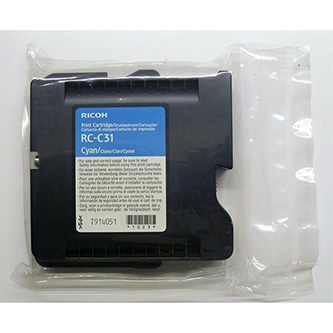 Obrazek Ricoh 405505 originální inkoustová kazeta, barva náplně azurová, výtěžnost cartridge 2500 stran