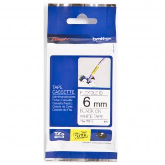 Obrazek Brother originální páska do tiskárny štítků, Brother, TZE-FX211, černý tisk/bílý podklad, laminovaná, 8m, 6mm, flexibiln