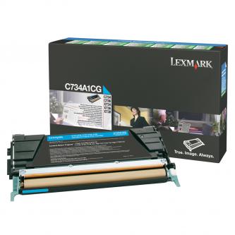 Obrazek Lexmark C734A1CG originální tonerová kazeta, barva náplně azurová, výtěžnost cartridge 6000 stran