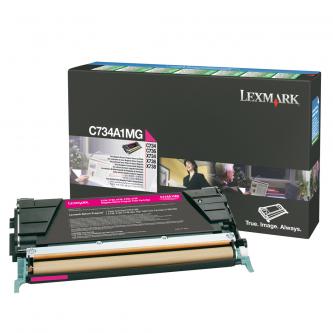 Obrazek Lexmark C734A1MG originální tonerová kazeta, barva náplně purpurová, výtěžnost cartridge 6000 stran