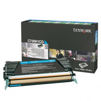 Obrazek Lexmark C736H1CG originální tonerová kazeta, barva náplně azurová, výtěžnost cartridge 10000 stran