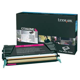Obrazek Lexmark C734A2MG originální tonerová kazeta, barva náplně purpurová, výtěžnost cartridge 6000 stran